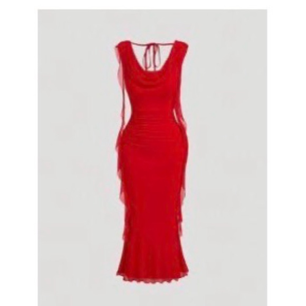 SHEIN Vibrant Red Backless Dress